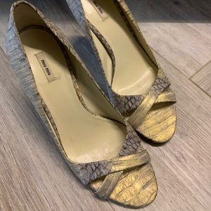 Miu Miu peep toe stiletto snake skin 36.5